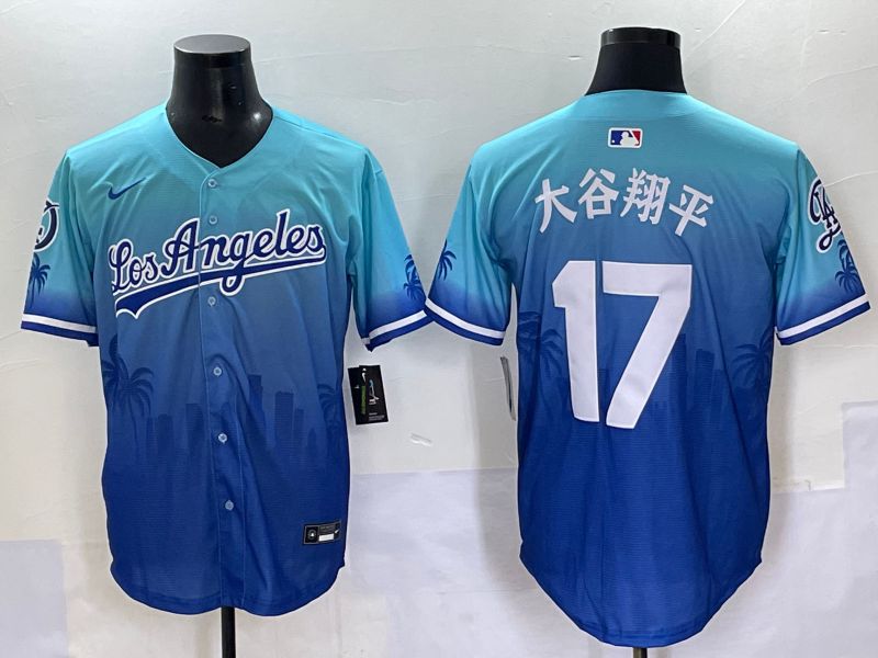 Men 2025 Los Angeles Dodgers #17 Ohtani Blue Nike MLB Jersey Daoqite style 9->los angeles dodgers->MLB Jersey